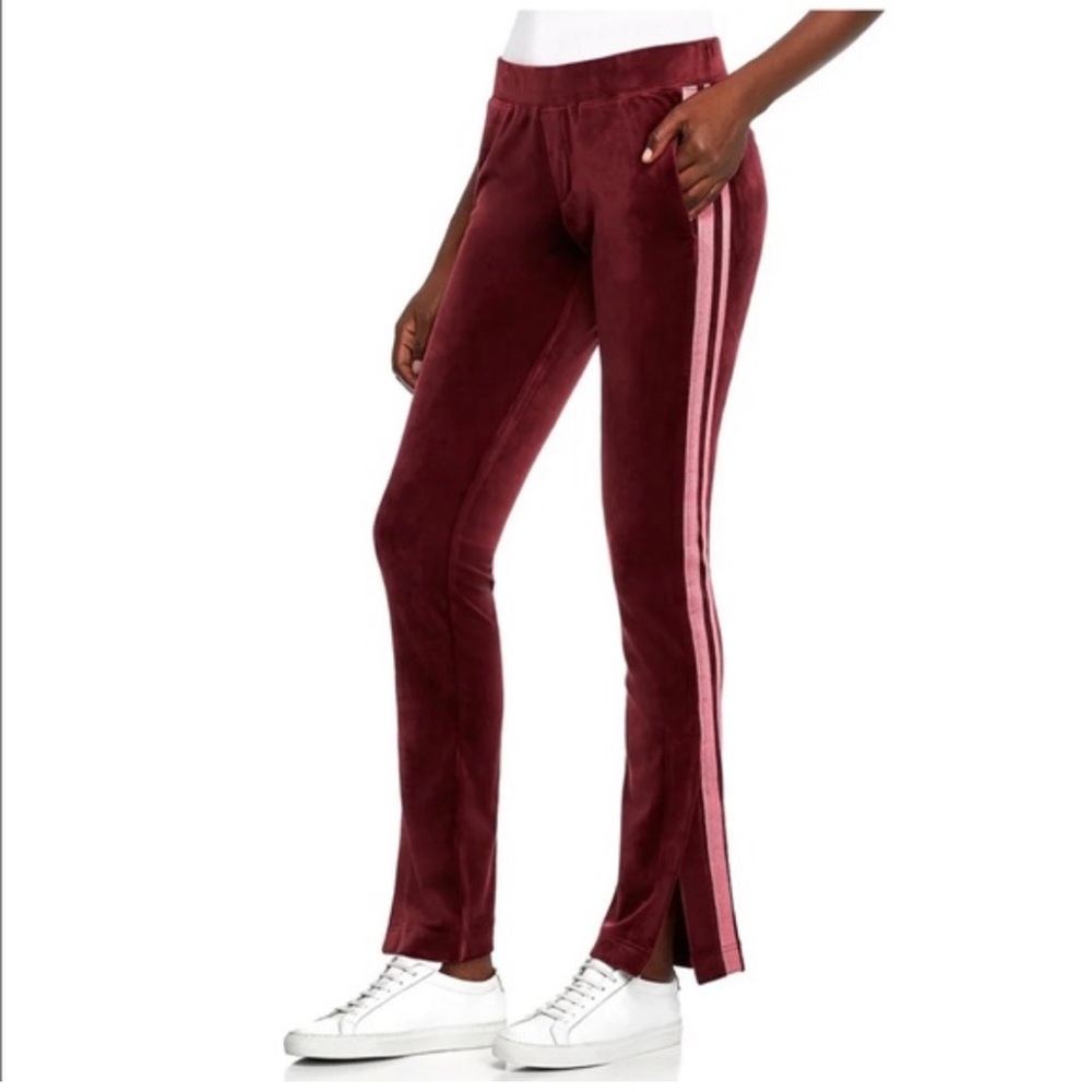 Pam And Gela Velvet maroon Track Pants